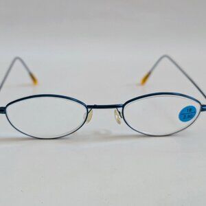 (NWT) Vintage 90's Mini Oval Metal Reading Glass +2.25 (M.Blue)